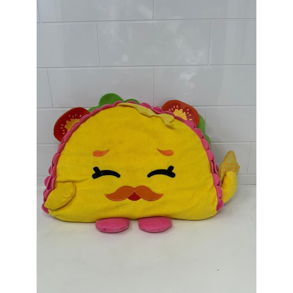 Shopkins Taco Terrie Plush Pillow Yellow Food Character Mustache Sombrero 12.5in